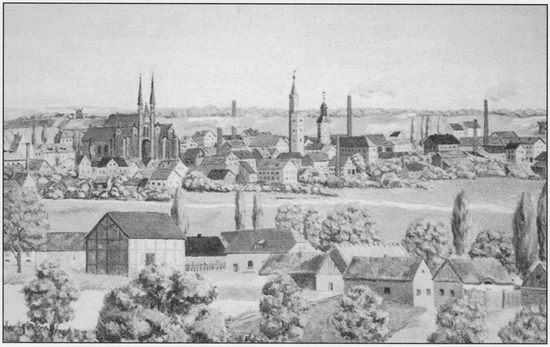 Ilustracja 13. Fragment panoramy miasta z poÂłowy XIX wieku