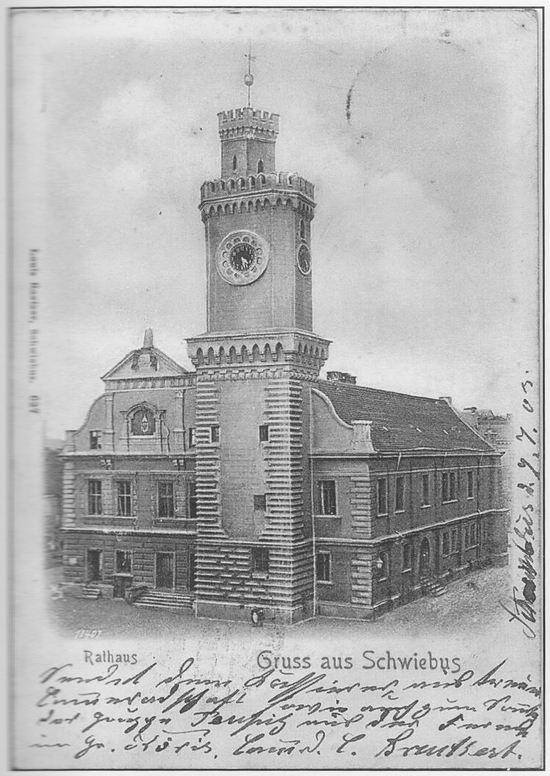 Ilustracja 14. Widok ratusza na pocztĂłwce ostemplowanej w 1903 roku